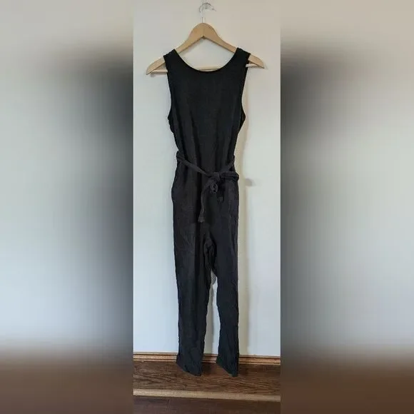 Marine Layer Eloise Belted Wrap Romper Jumpsuit S Small Black - Picture 3 of 8